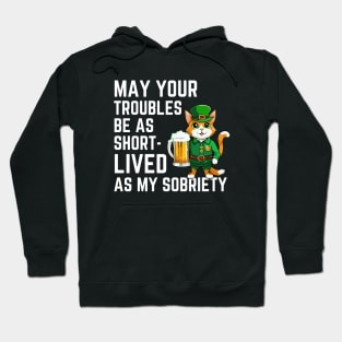 Cat with Beer Funny St Paddy Design Hoodie